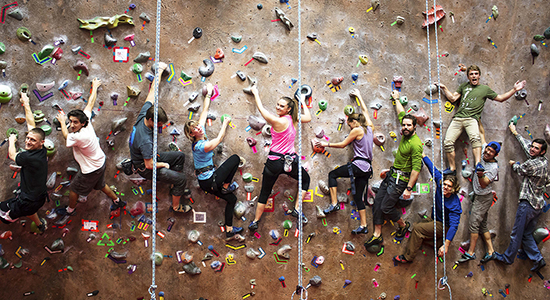 active aztecs on rock climbing wall