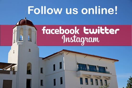 Follow us online! Facebook, twitter, Instagram