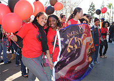 students marching in the parade