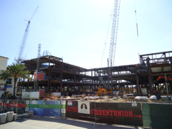 Student Union construction with cranes