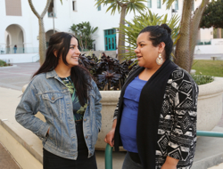 two women talking